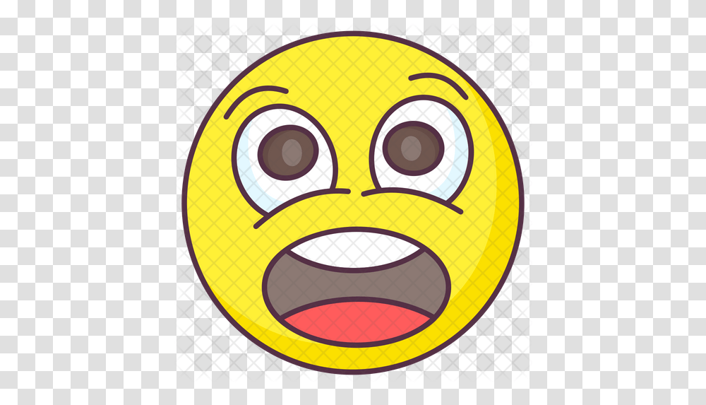 Startled Emoji Icon Happy, Text, Mask, Road Sign, Symbol Transparent Png