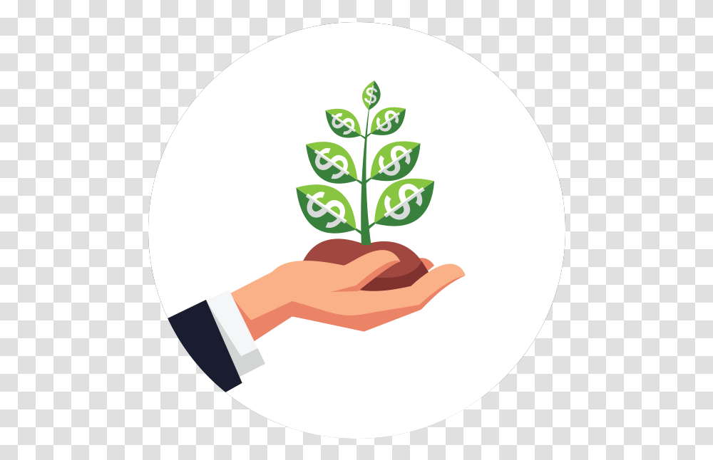 Startup Business Money Cartoons Illustration, Plant, Hand, Floral Design Transparent Png