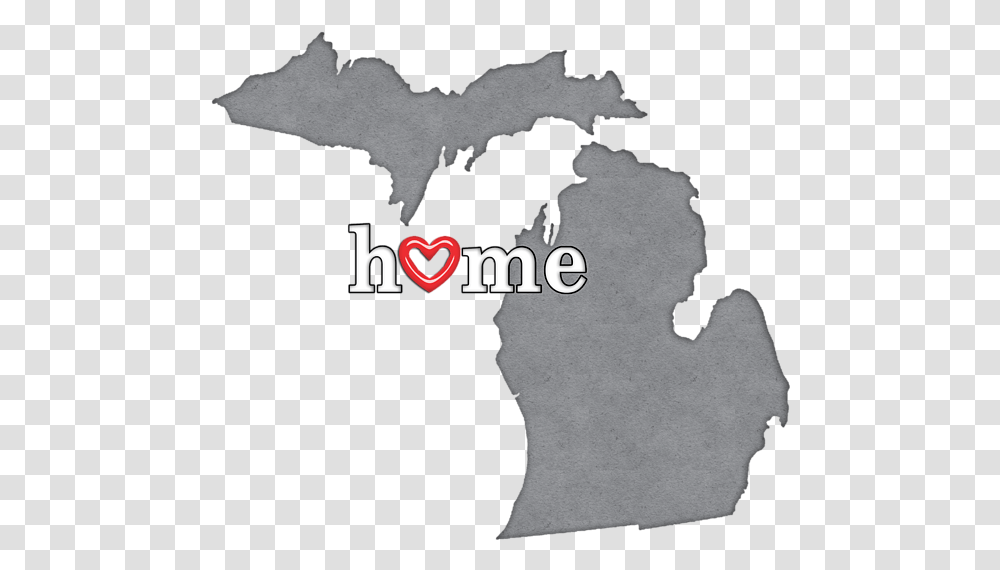 State Map Outline Michigan With Heart In Home Kids T Shirt Muskegon Michigan On Map, Poster, Advertisement, Diagram, Plot Transparent Png