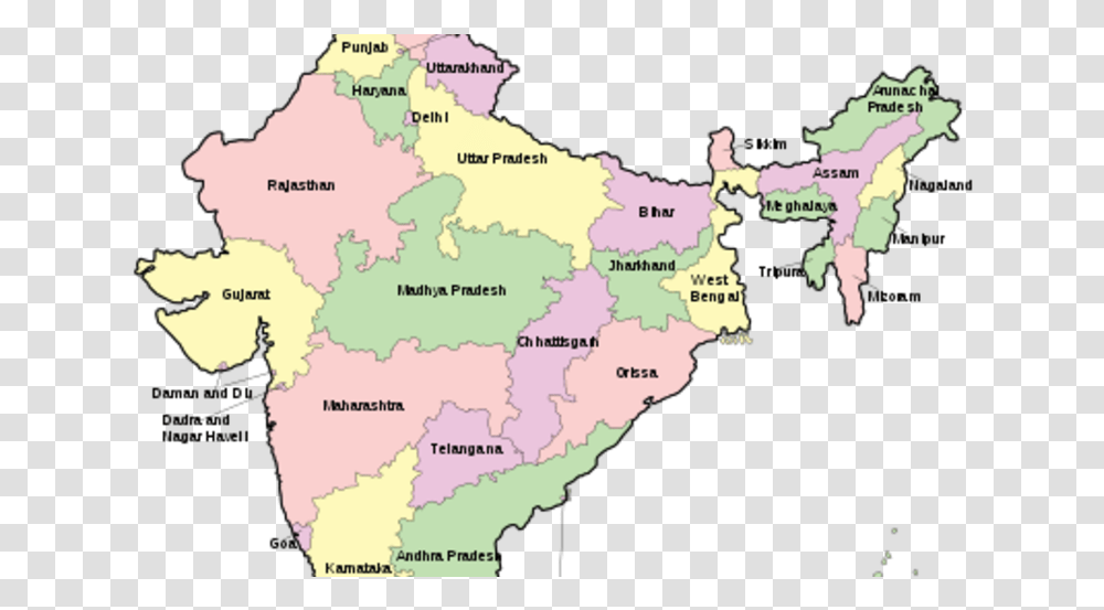 States Of India And 9 Union Territories, Map, Diagram, Plot, Atlas Transparent Png