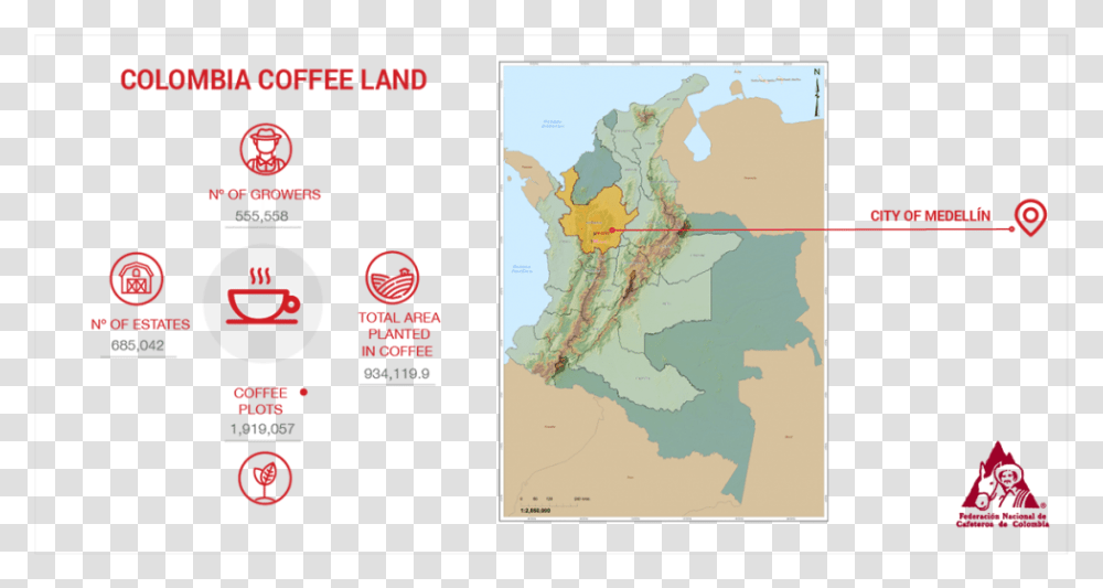 Stats About Coffee Production In Colombia Coffee Grown In Colombia, Plot, Map, Diagram, Atlas Transparent Png