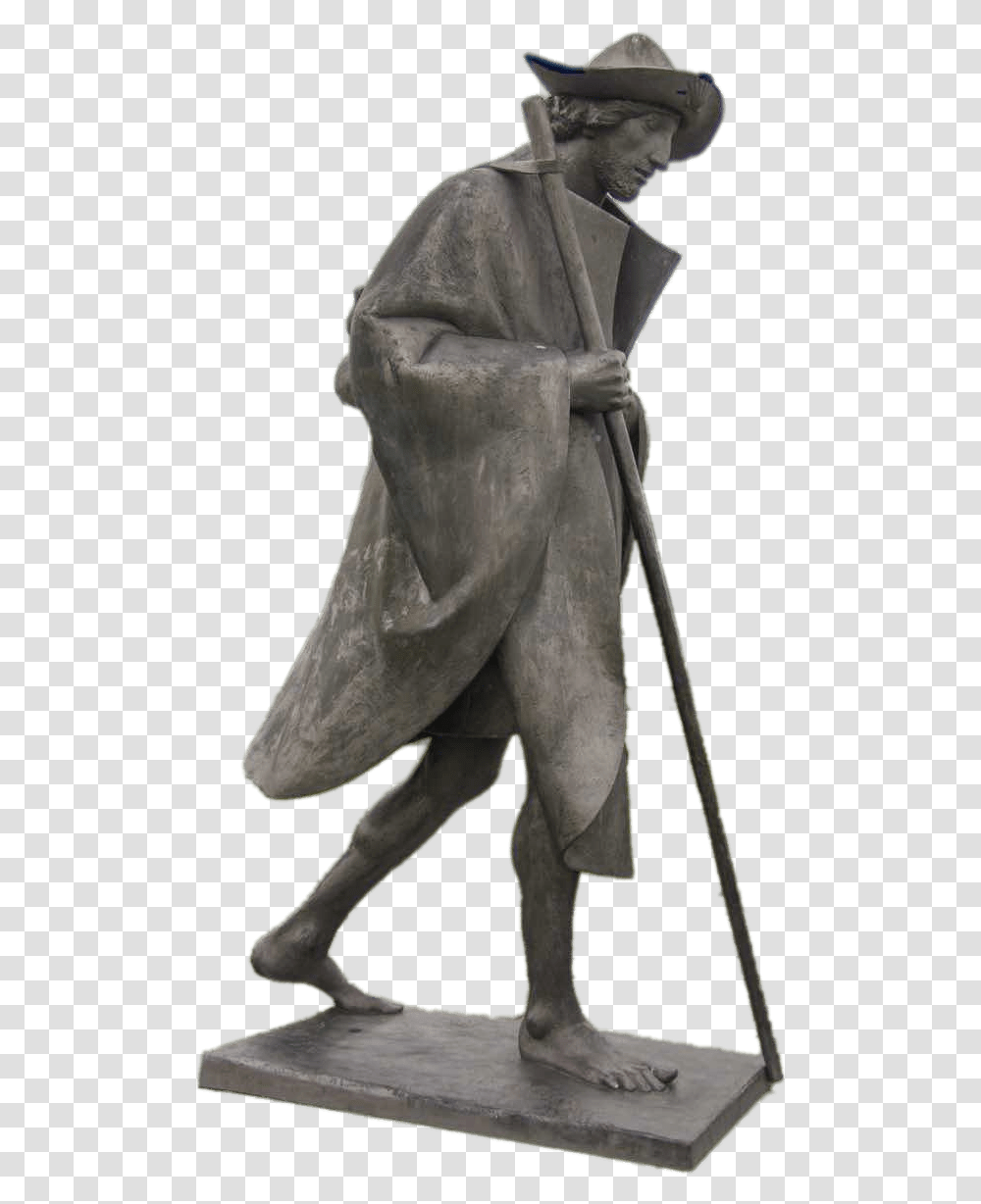 Statue Of A Pilgrim Bronze Sculpture, Art, Person, Human, Hat Transparent Png