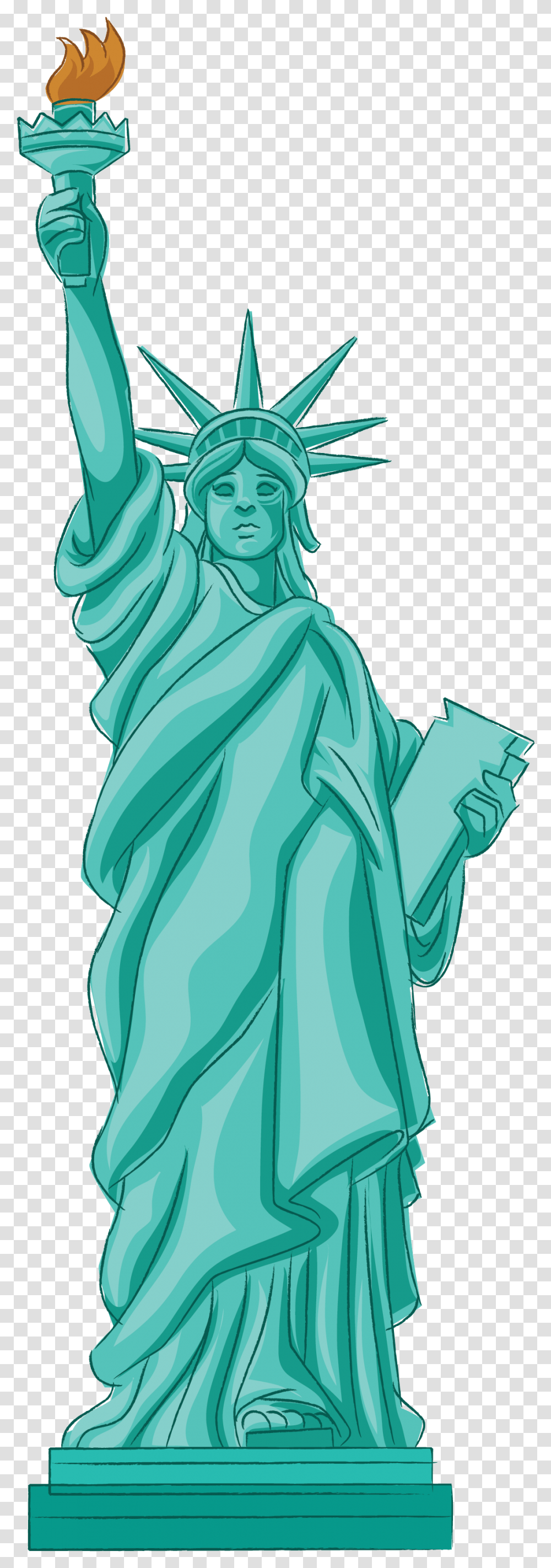 Statue Of Liberty Clipart Statue Of Liberty Animated, Green, Person, Clothing, Plant Transparent Png