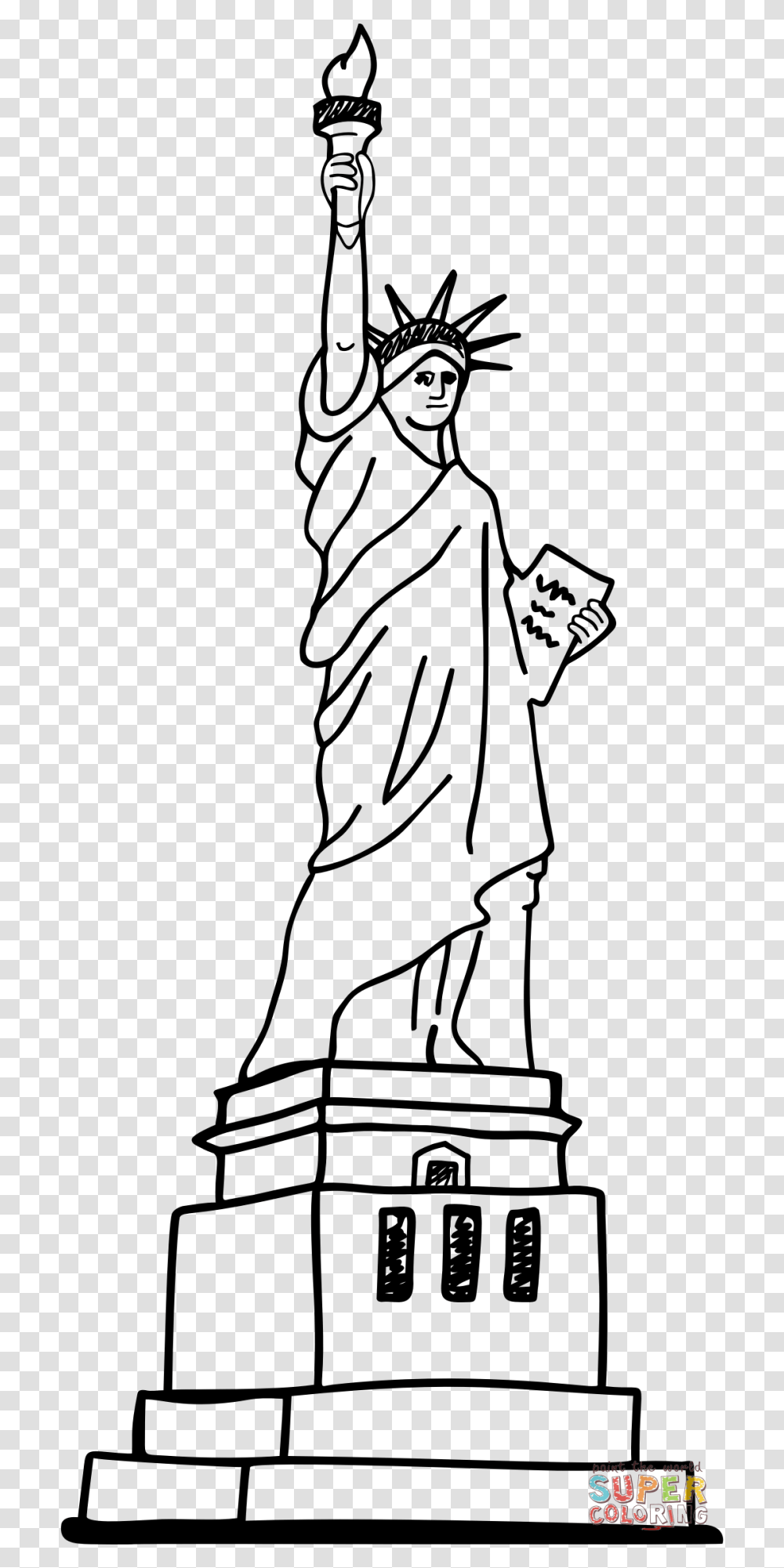 Statue Of Liberty Coloring, Outdoors, Nature, Gray, Astronomy Transparent Png