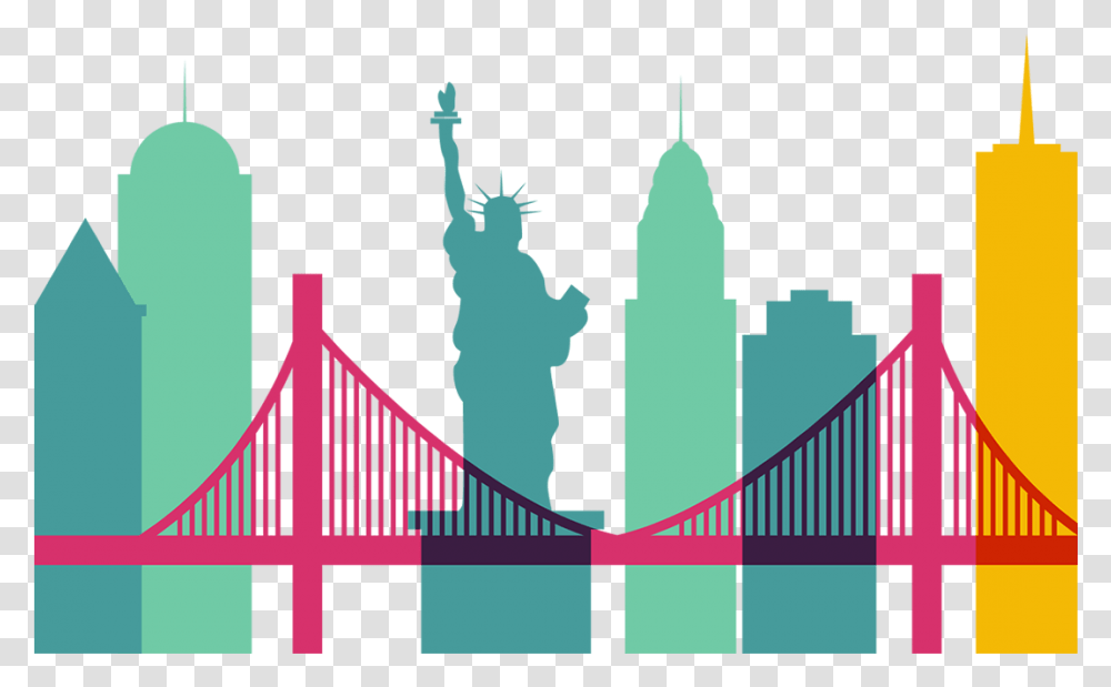 Statue Of Liberty Silhouette Vector, Building, Bridge, Suspension Bridge, Gate Transparent Png