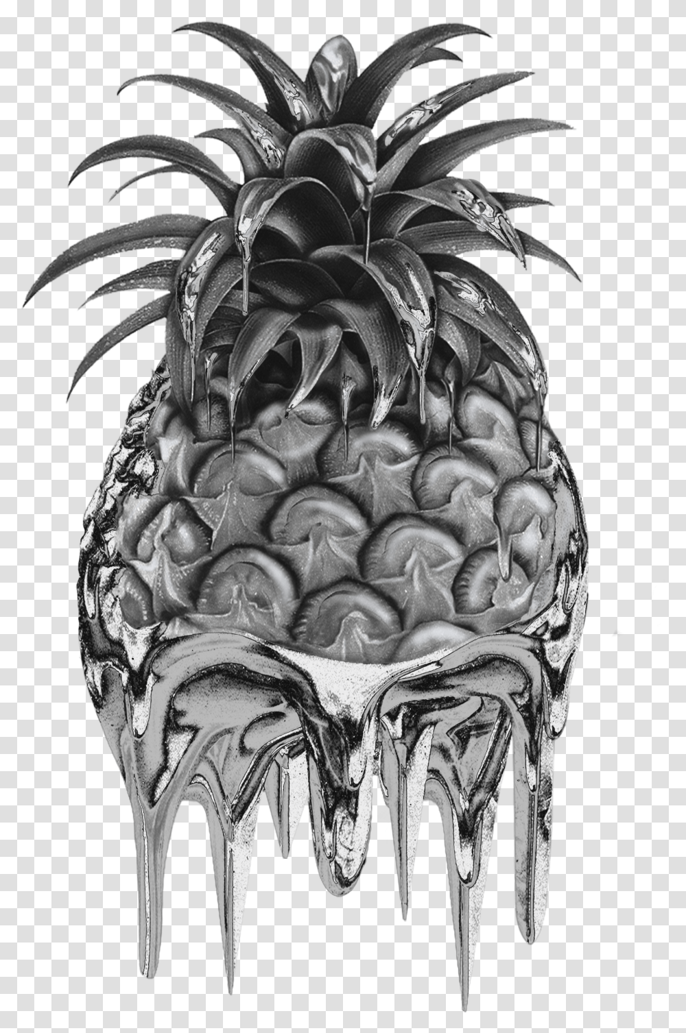 Stay Gold Silver Chrome Drip Pineapple Fruits, Plant, Food, Tattoo, Skin Transparent Png