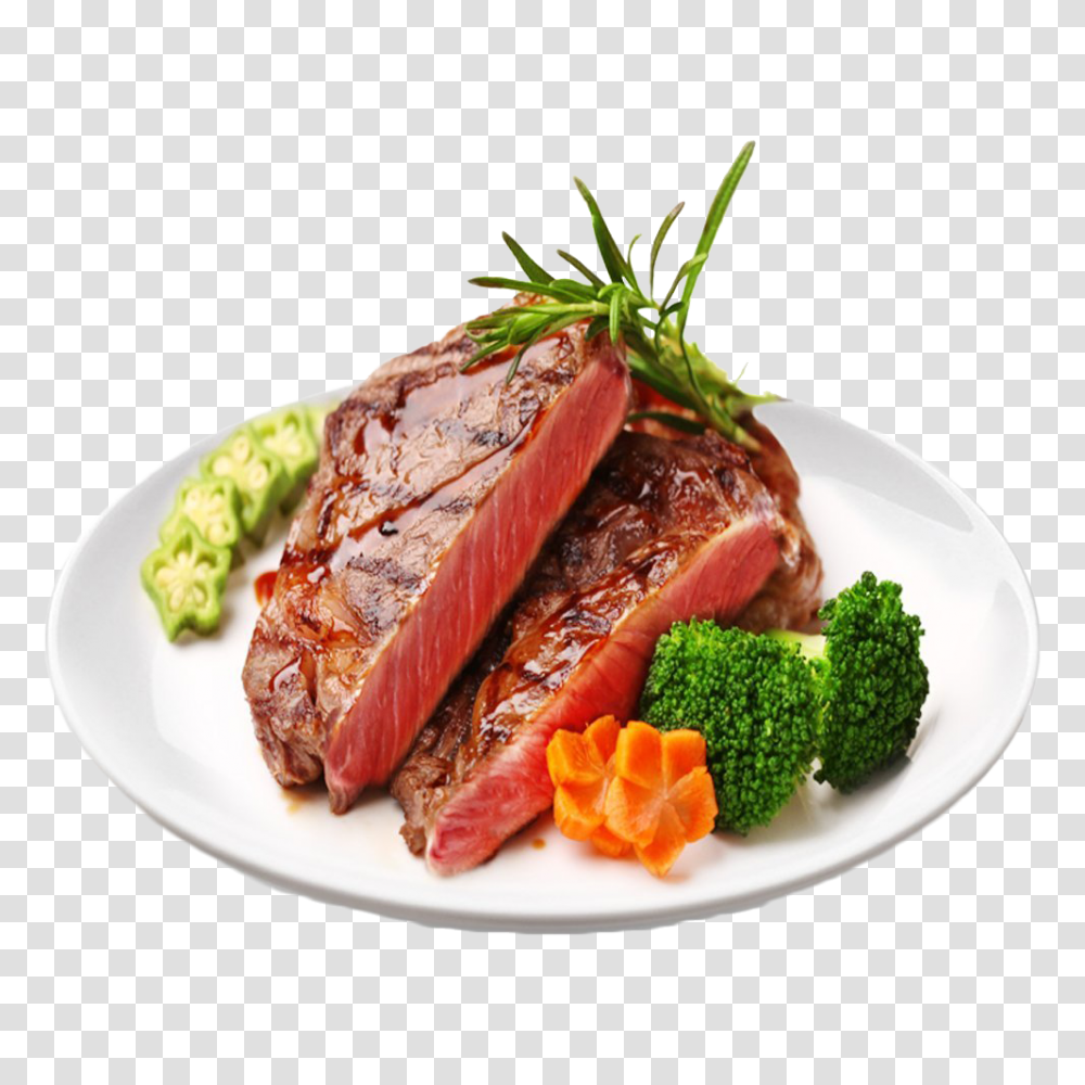 Steak, Food, Plant, Pork, Broccoli Transparent Png