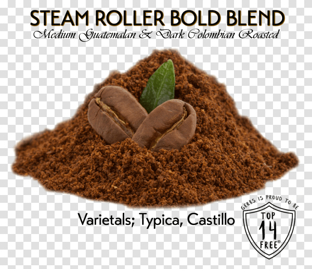 Steam Roller Bold Blend Coffee Ground Coffee Beans, Spice, Powder, Food, Soil Transparent Png
