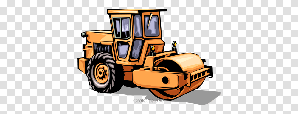 Steam Roller Royalty Free Vector Clip Art Illustration, Tractor, Vehicle, Transportation, Bulldozer Transparent Png