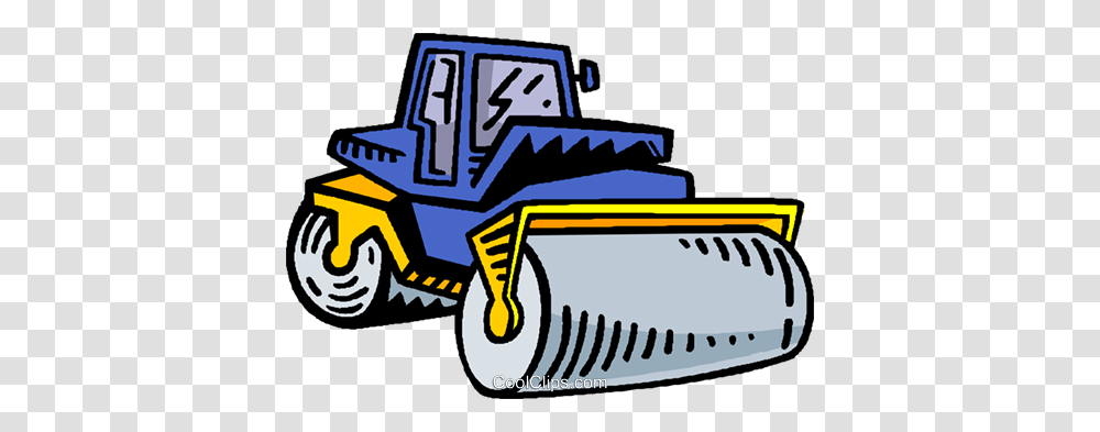 Steam Roller Royalty Free Vector Clip Art Illustration, Tractor, Vehicle, Transportation, Bulldozer Transparent Png