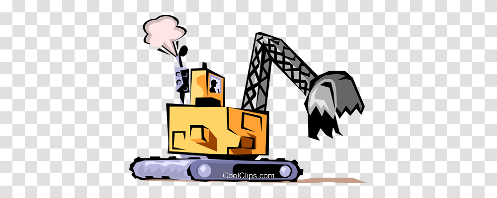 Steam Shovel Royalty Free Vector Clip Art Illustration, Construction Crane, Bulldozer, Vehicle Transparent Png