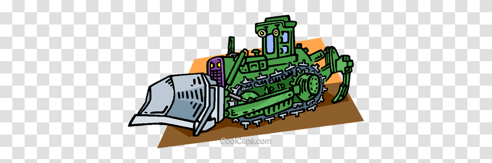 Steam Shovel With Trench Digger Royalty Free Vector Clip Art, Tractor, Vehicle, Transportation, Bulldozer Transparent Png