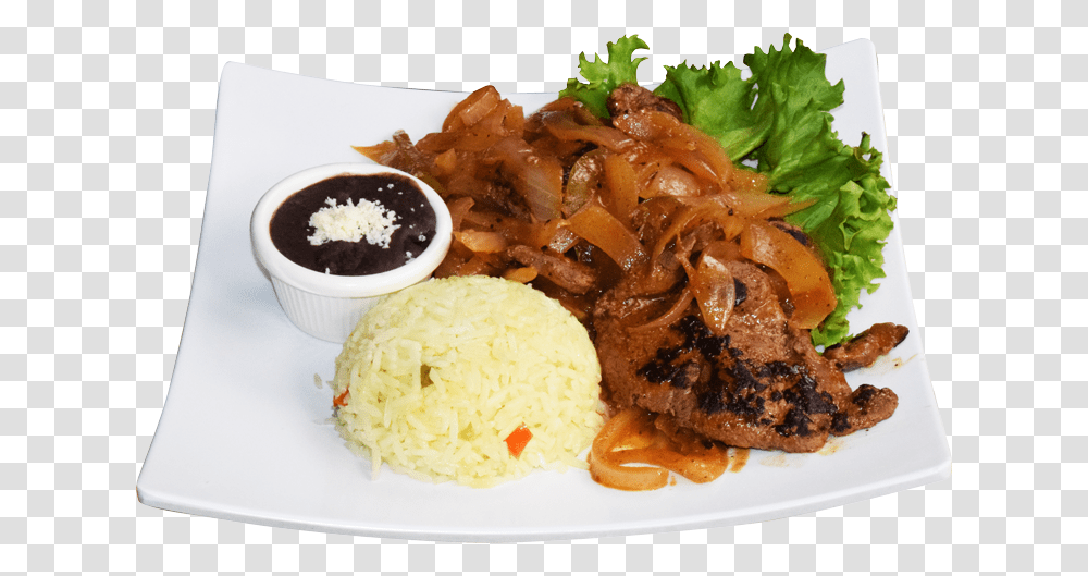 Steamed Rice Higado Encebollado, Meal, Food, Dish, Plant Transparent Png