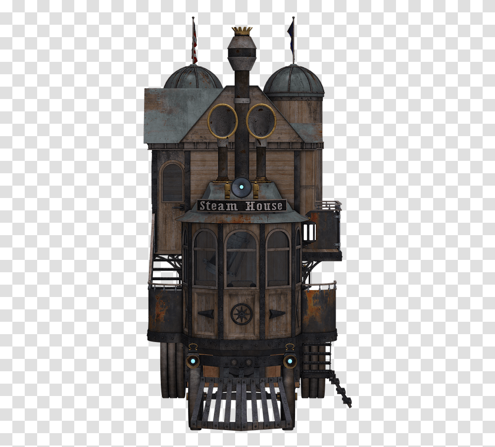 Steampunk Building Download Steampunk Buildings, Tower, Architecture, Clock Tower, Bell Tower Transparent Png