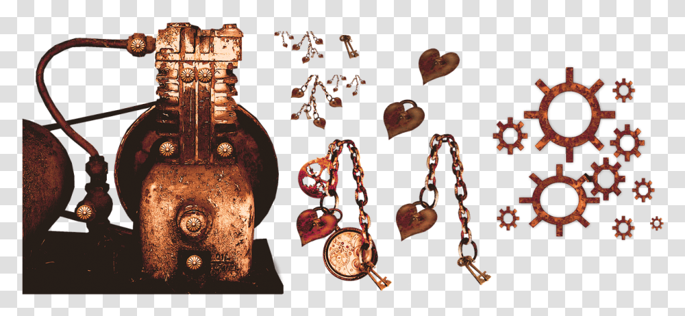 Steampunk Engine Heart Gears Jewelry Chain Locket Steampunk Engine, Accessories, Accessory, Leisure Activities, Chandelier Transparent Png