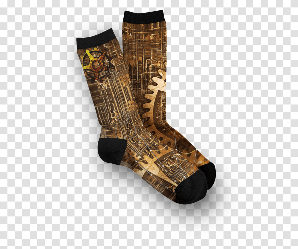 Steampunk Gears Socks Sock, Apparel, Footwear, Boot Transparent Png
