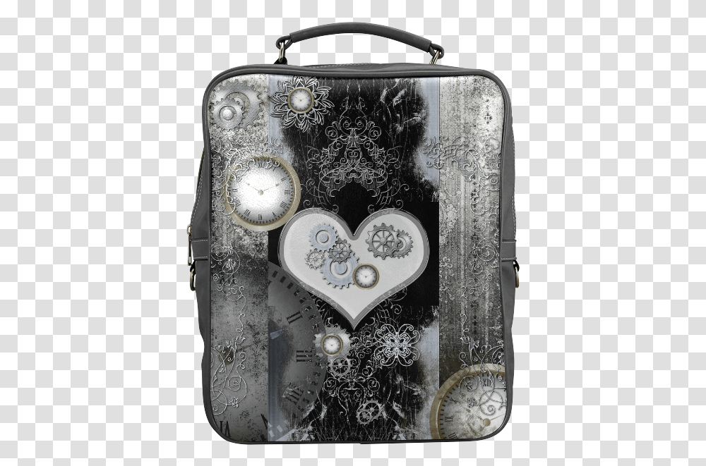 Steampunk Heart Clocks And Gears Square Backpack Curtain, Clock Tower, Architecture, Building, Electronics Transparent Png