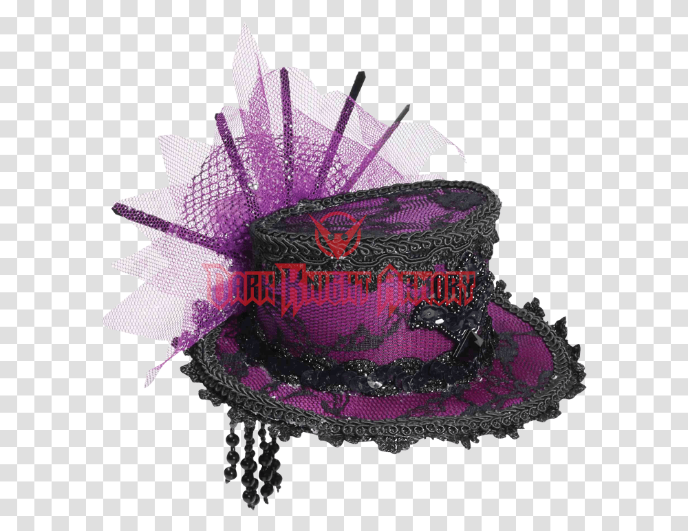 Steampunk Mini Purple Lace Top Hat Burlesque Hat, Birthday Cake, Dessert, Food, Accessories Transparent Png