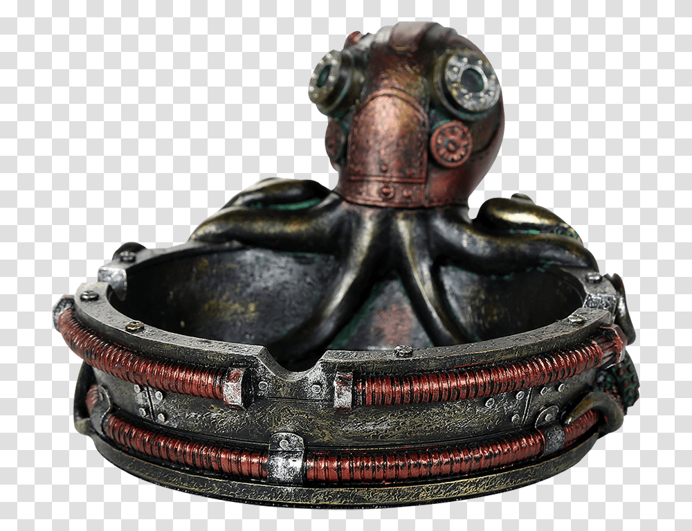 Steampunk Octopus Ashtray Bronze Sculpture, Accessories, Accessory, Goggles, Figurine Transparent Png