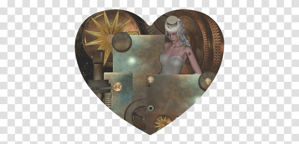 Steampunk Rusty Metal And Clocks And Gears Heart Shaped Heart, Armor, Person, Human, Bronze Transparent Png