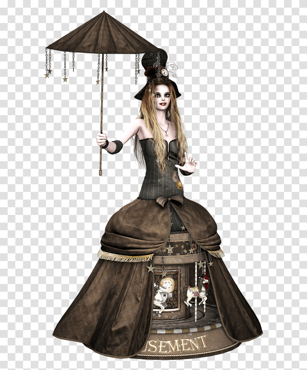 Steampunk Umbrella, Costume, Person, Female Transparent Png