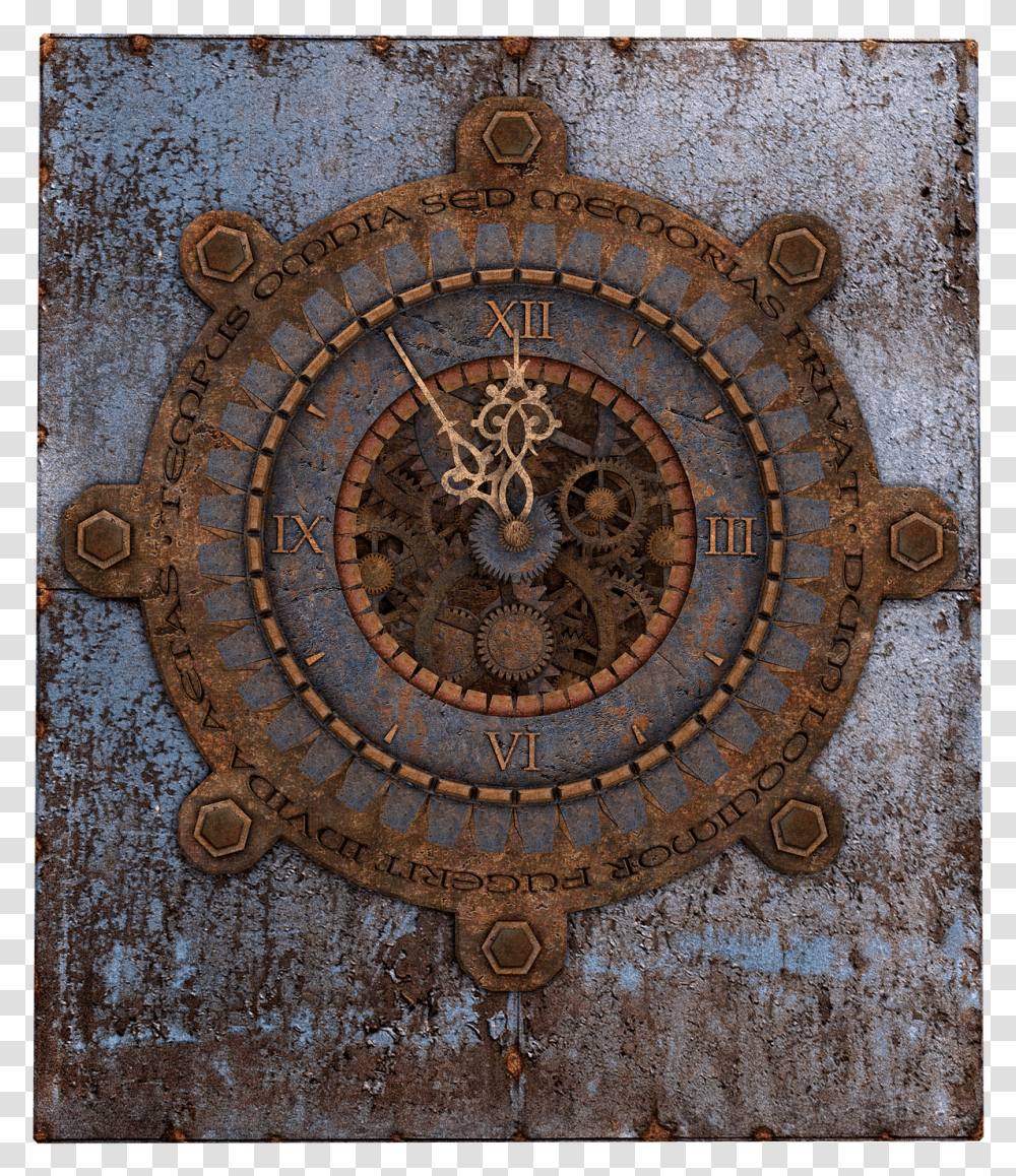 Steampunk Wall Clock Free, Rug, Rust Transparent Png