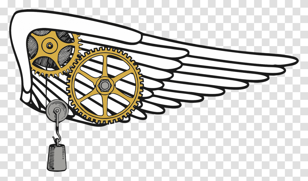 Steampunk Wing Gears Machine Steampunk Clip Art Vector, Emblem, Wheel, Tire Transparent Png