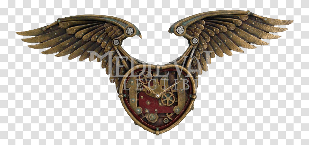Steampunk Winged Heart Clock Steampunk, Bronze, Accessories, Accessory, Wall Clock Transparent Png