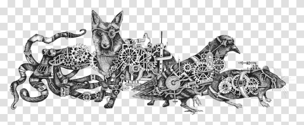 Steampunkfour Artificial Intelligence Animals, Statue, Sculpture, Drawing, Person Transparent Png