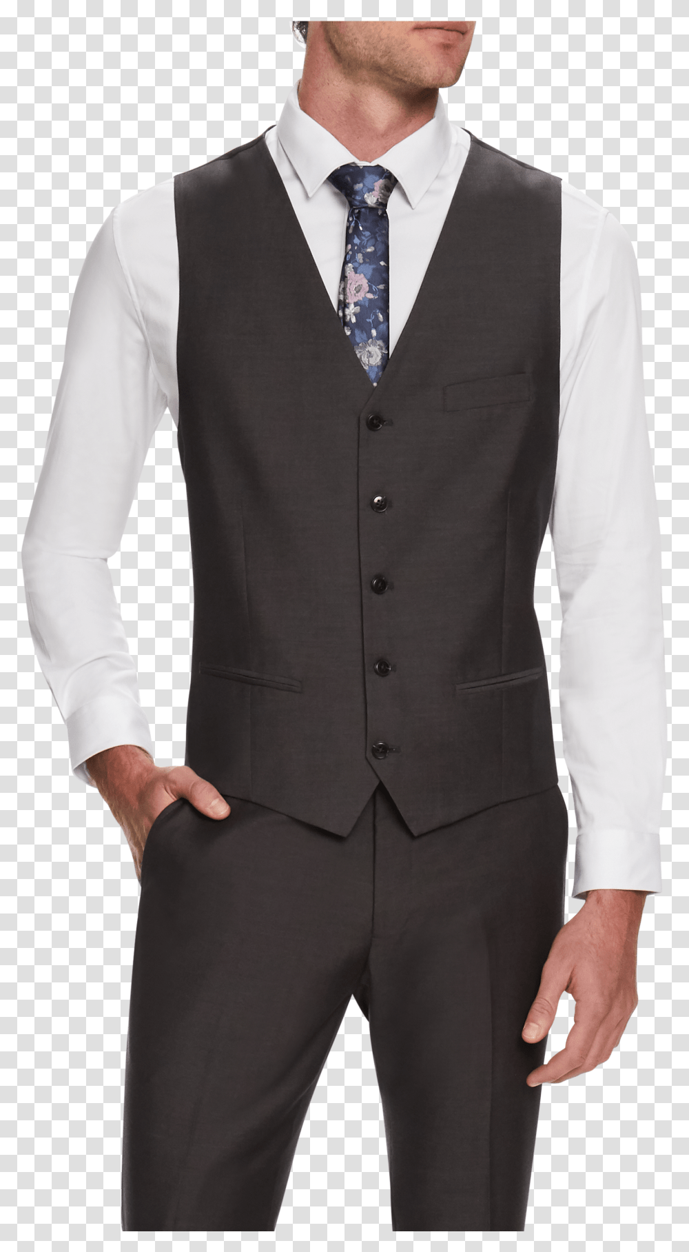 Steel Cavill Textured Waistcoat Formal Wear, Apparel, Shirt, Dress Shirt Transparent Png