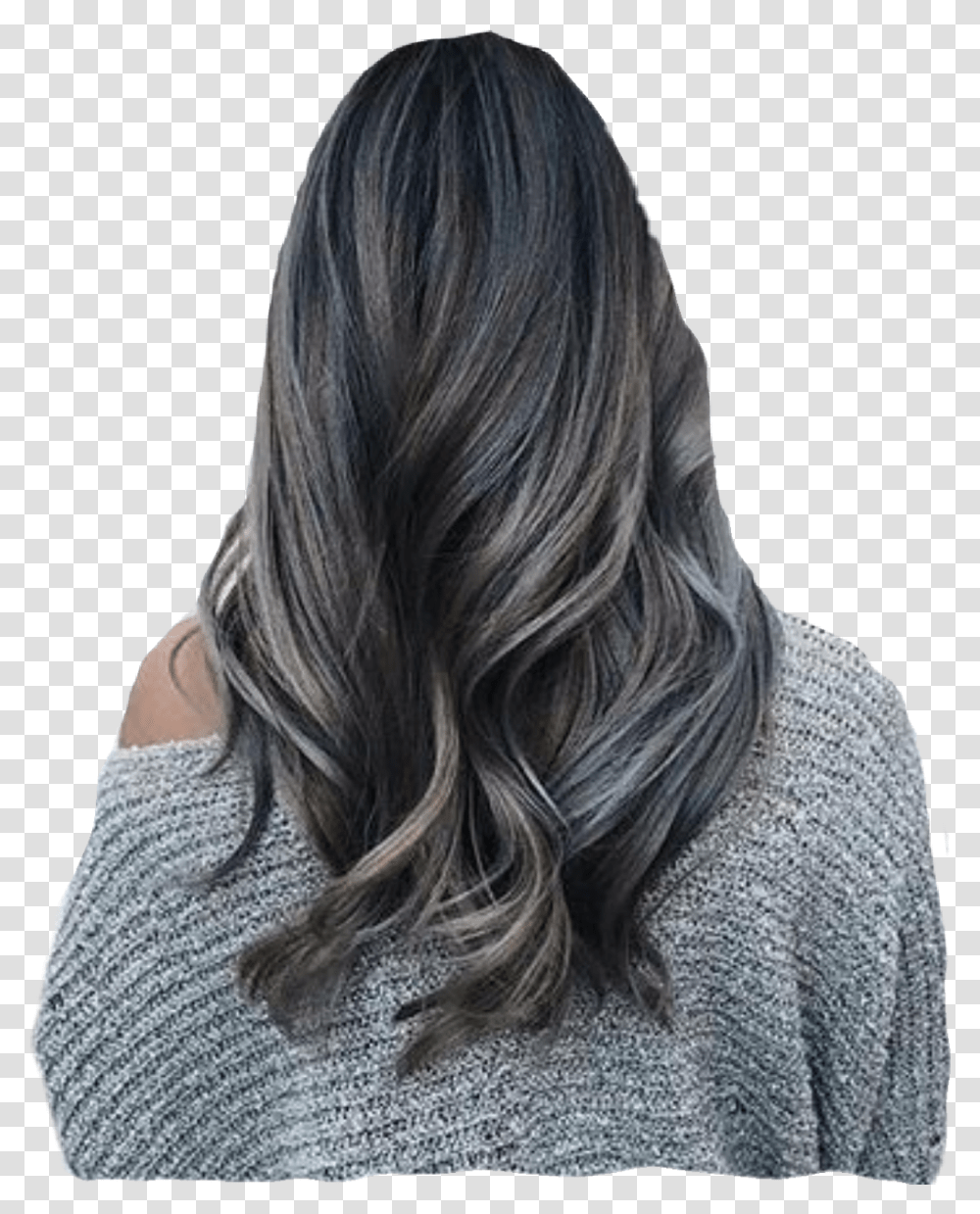 Steel Grey Hair Download Grey Hair On Brown Girls, Sweater, Apparel, Haircut Transparent Png