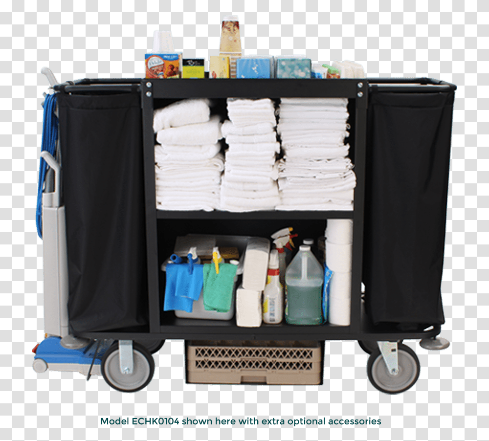 Steel Housekeeping Cart Holding Cleaning Supplies House Keeping Cleaning Cart, Furniture, Machine, Vehicle, Transportation Transparent Png