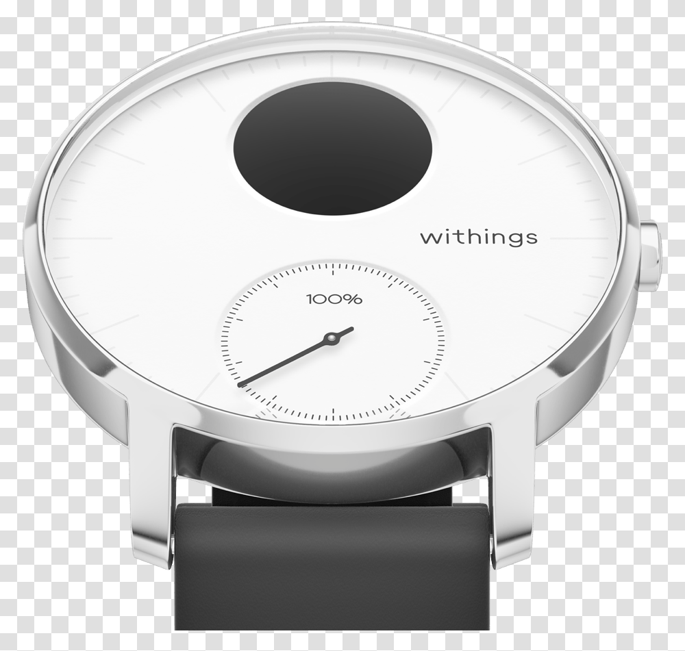 Steel Hr Withings Steel Hr 36mm White, Wristwatch, Disk, Analog Clock, Drum Transparent Png