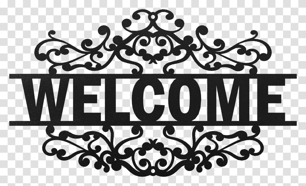 Steel Roots Decor 18 Welcome Sign Fancy Scroll Regal Scroll, Alphabet, Rug Transparent Png