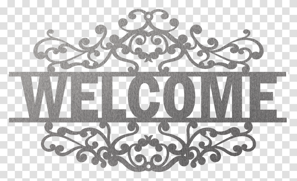 Steel Roots Decor 18 Welcome Sign Fancy Scroll Steel Roots Decor, Rug, Label Transparent Png