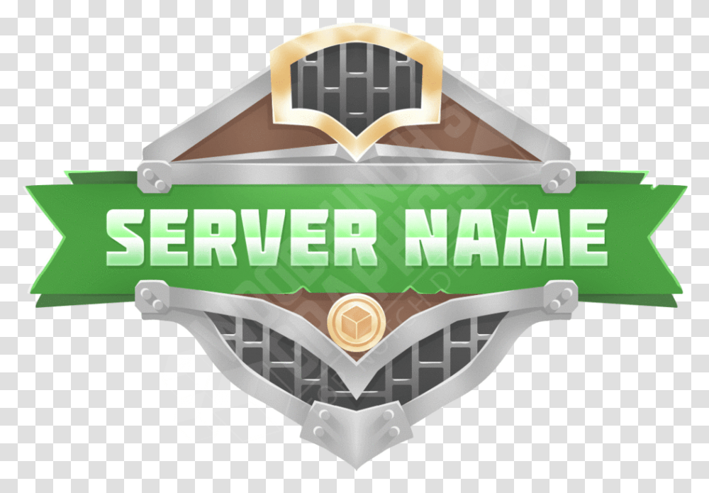 Steel Shield Minecraft Logo Green Server, Symbol, Badge Transparent Png