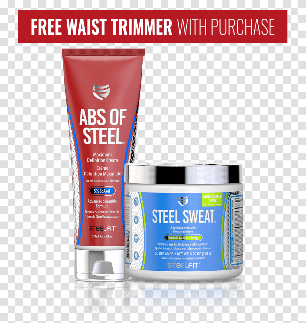 Steelfit Abs Of Steel, Cosmetics, Bottle, Sunscreen Transparent Png