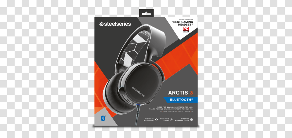 Steelseries Arctis 3 Bluetooth Gaming Headset Steelseries Arctis 3 Bluetooth, Advertisement, Poster, Headphones, Electronics Transparent Png