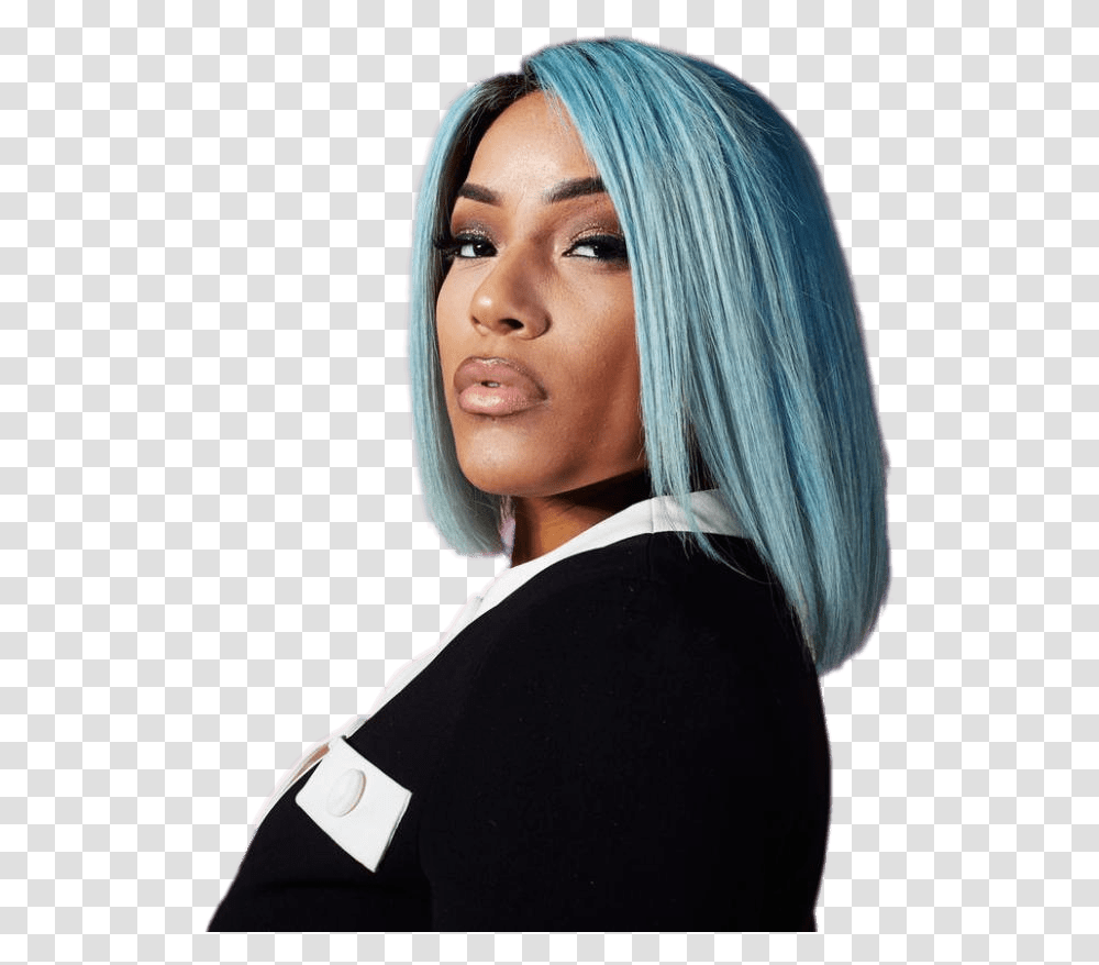 Stefflon Don Blue Hair, Face, Person, Female, Costume Transparent Png