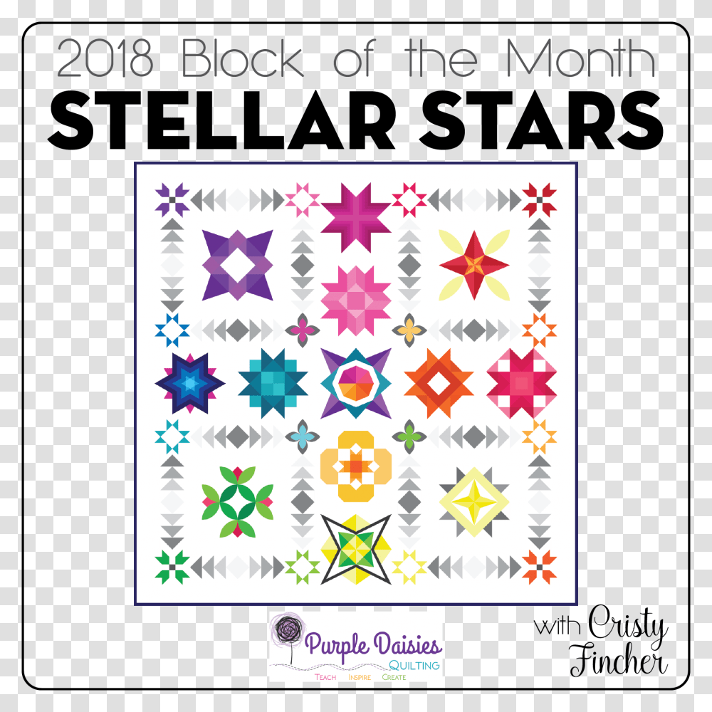 Stellar Stars Quilt Pattern Block Of The Month Quilts, Label, Rug, Poster Transparent Png