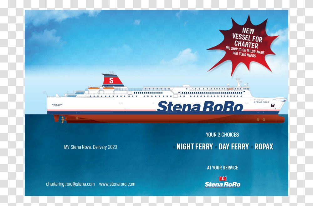 Stena Roro Has Acquired A New Ferry From The Japanese Stena Nova, Boat, Vehicle, Transportation, Ship Transparent Png