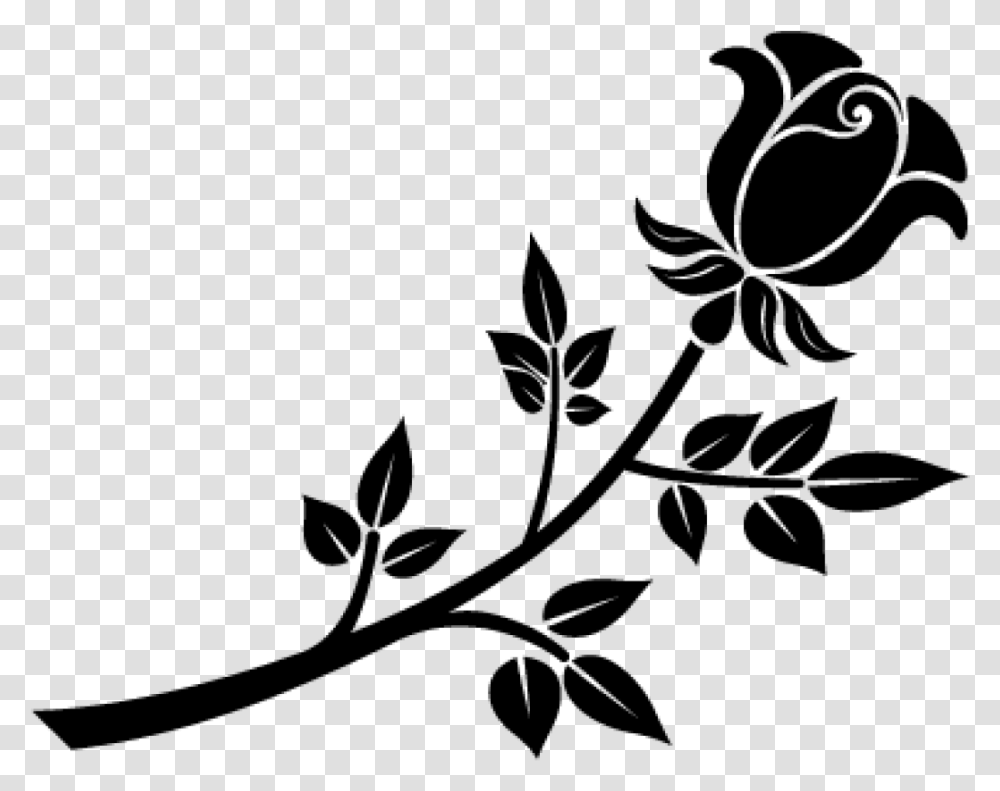 Stencil Rose Silhouette Flowers Photos For Photoshop, Gray, World Of Warcraft Transparent Png