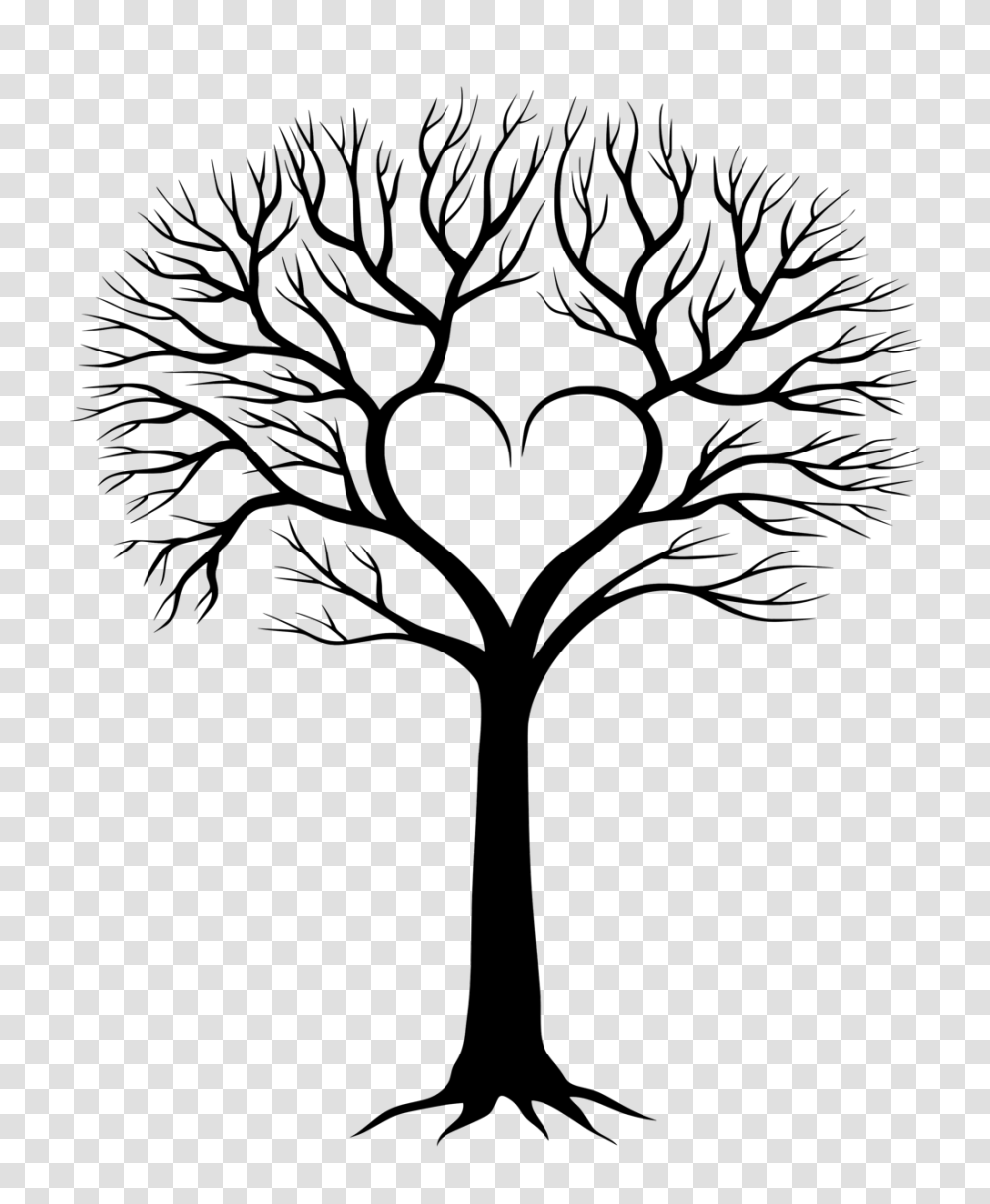 Stencils Heart Tree Tree, Plant, Flower, Blossom, Painting Transparent Png