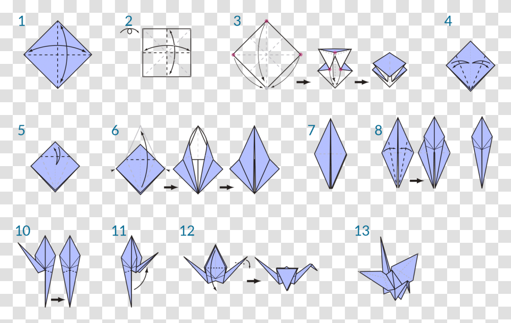 Step By Step Origami Crane Instructions, Pattern, Lighting, Ornament Transparent Png