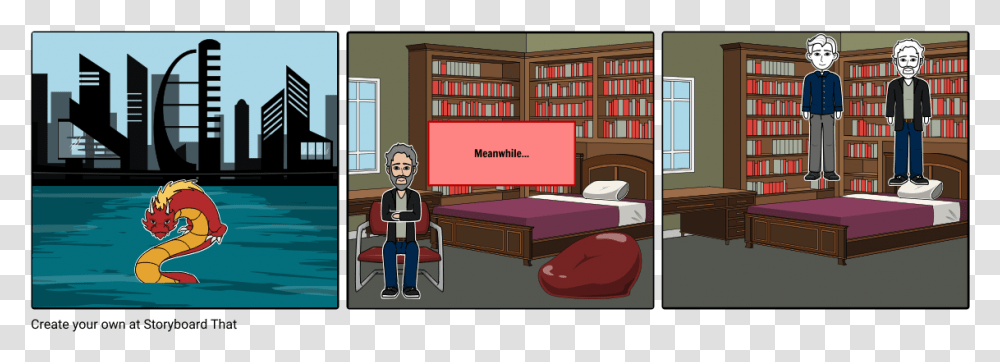 Stephen King's It Storyboardthat, Furniture, Room, Indoors, Bookcase Transparent Png