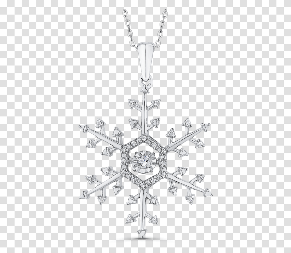 Sterling Silver 15 Ct Round Diamond Snowflake Pendant Cow, Cross, Crystal Transparent Png