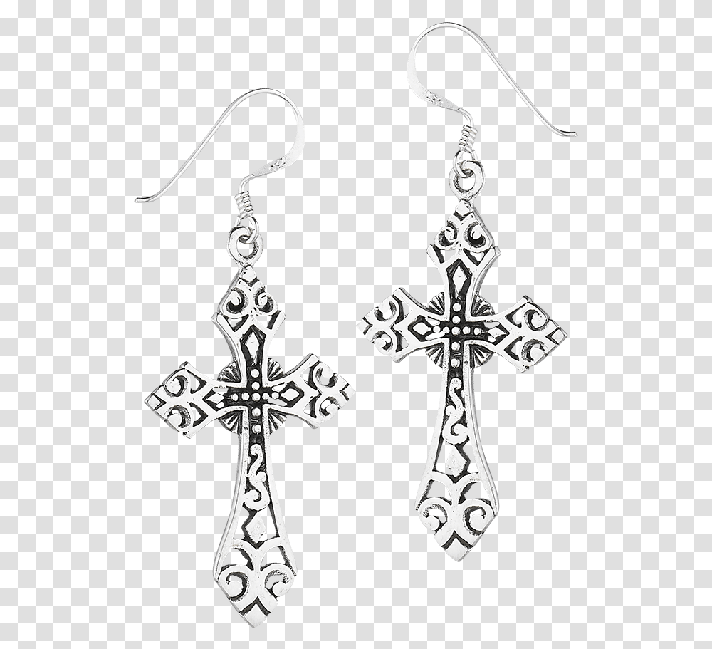 Sterling Silver Filigree Cross Earrings, Accessories, Accessory, Jewelry Transparent Png