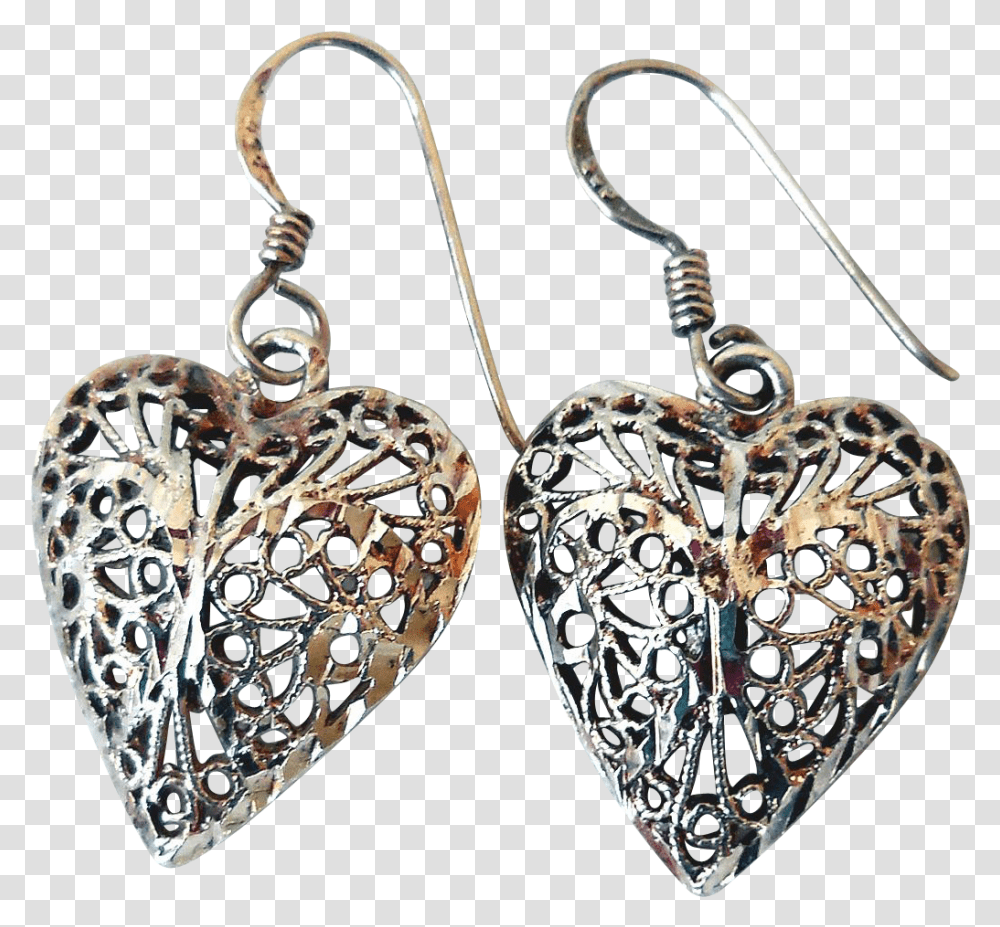 Sterling Silver Filigree Heart Earrings, Accessories, Accessory, Jewelry Transparent Png
