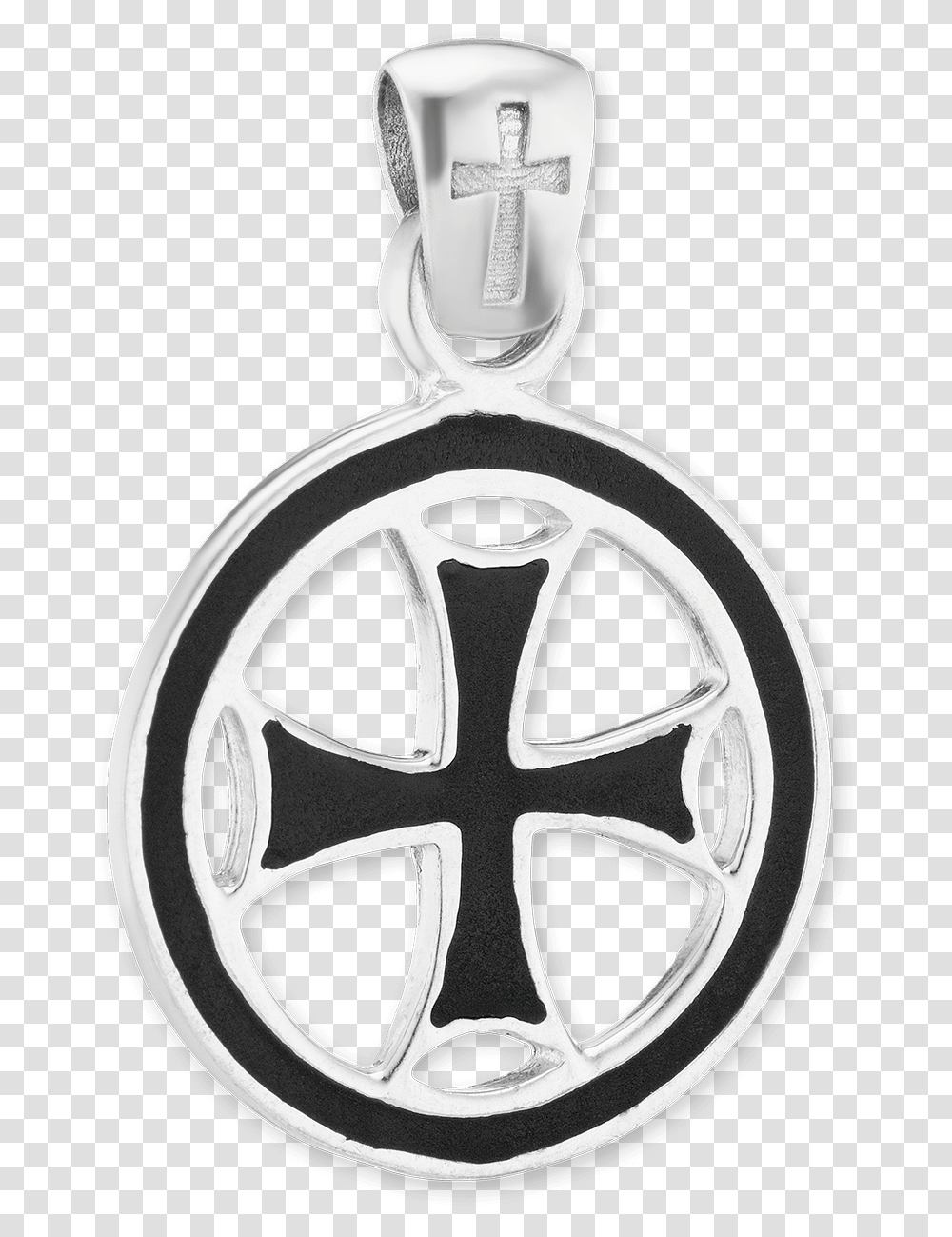 Sterling Silver Maltese Cross Medallion With Black Locket, Logo, Trademark, Emblem Transparent Png