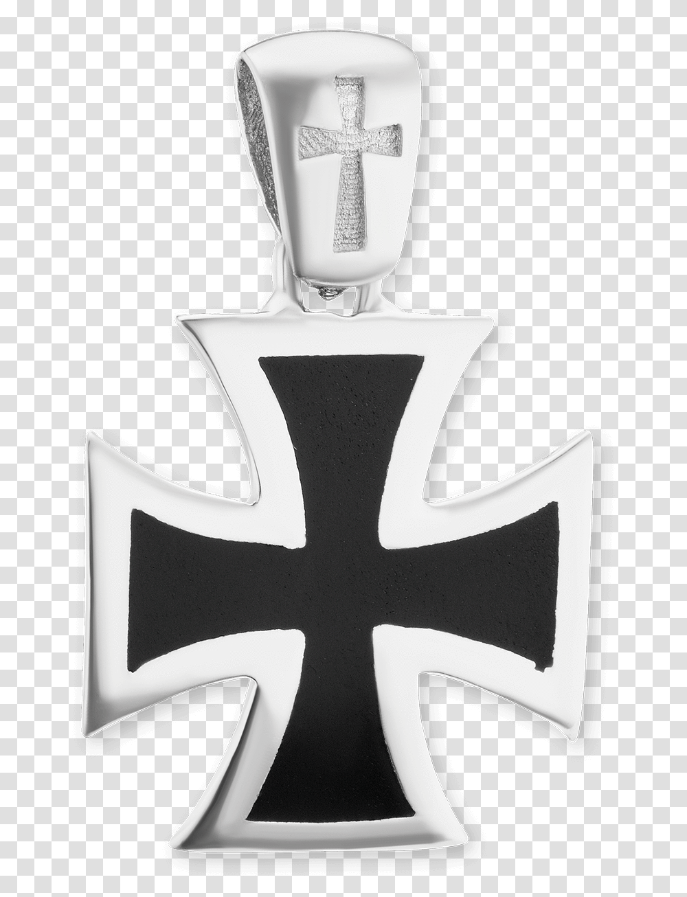 Sterling Silver Maltese Cross With Black Enamel Locket, Axe, Tool Transparent Png